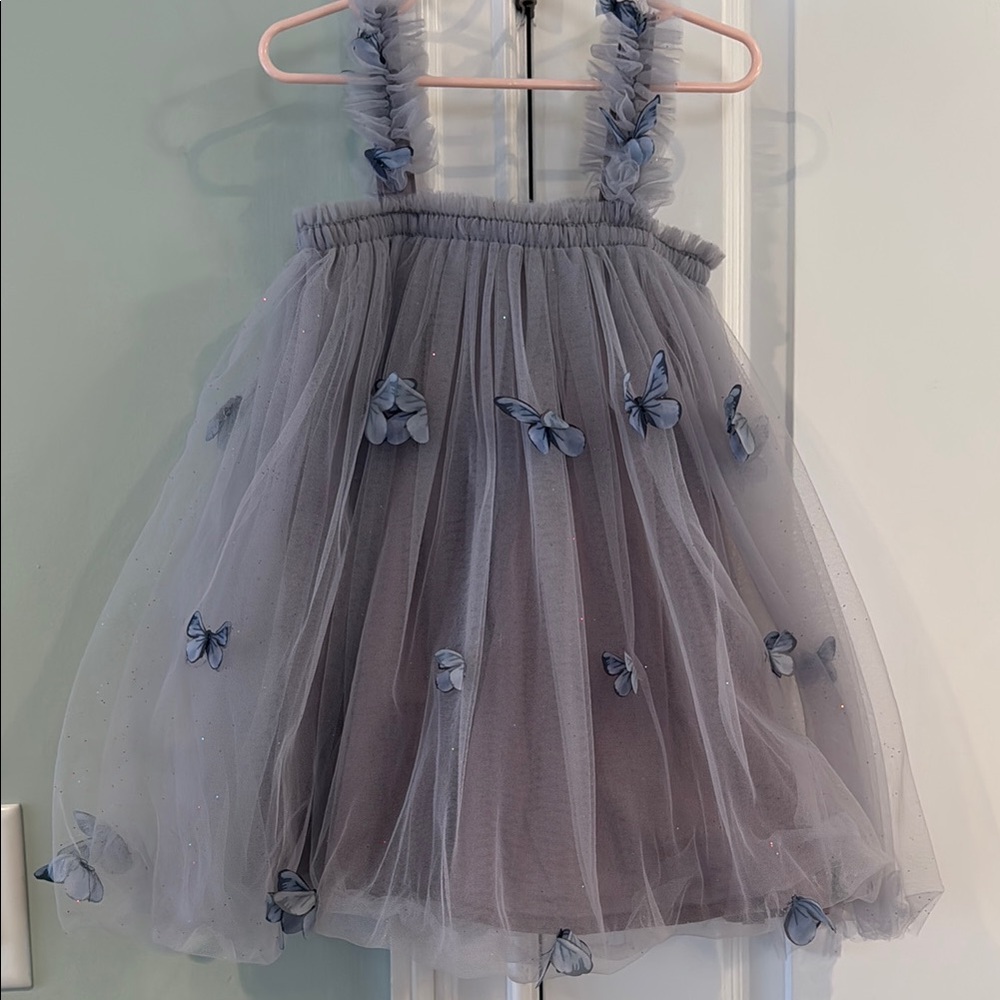 Chic Blue and Gray Spaghetti Strap Formal Sundress